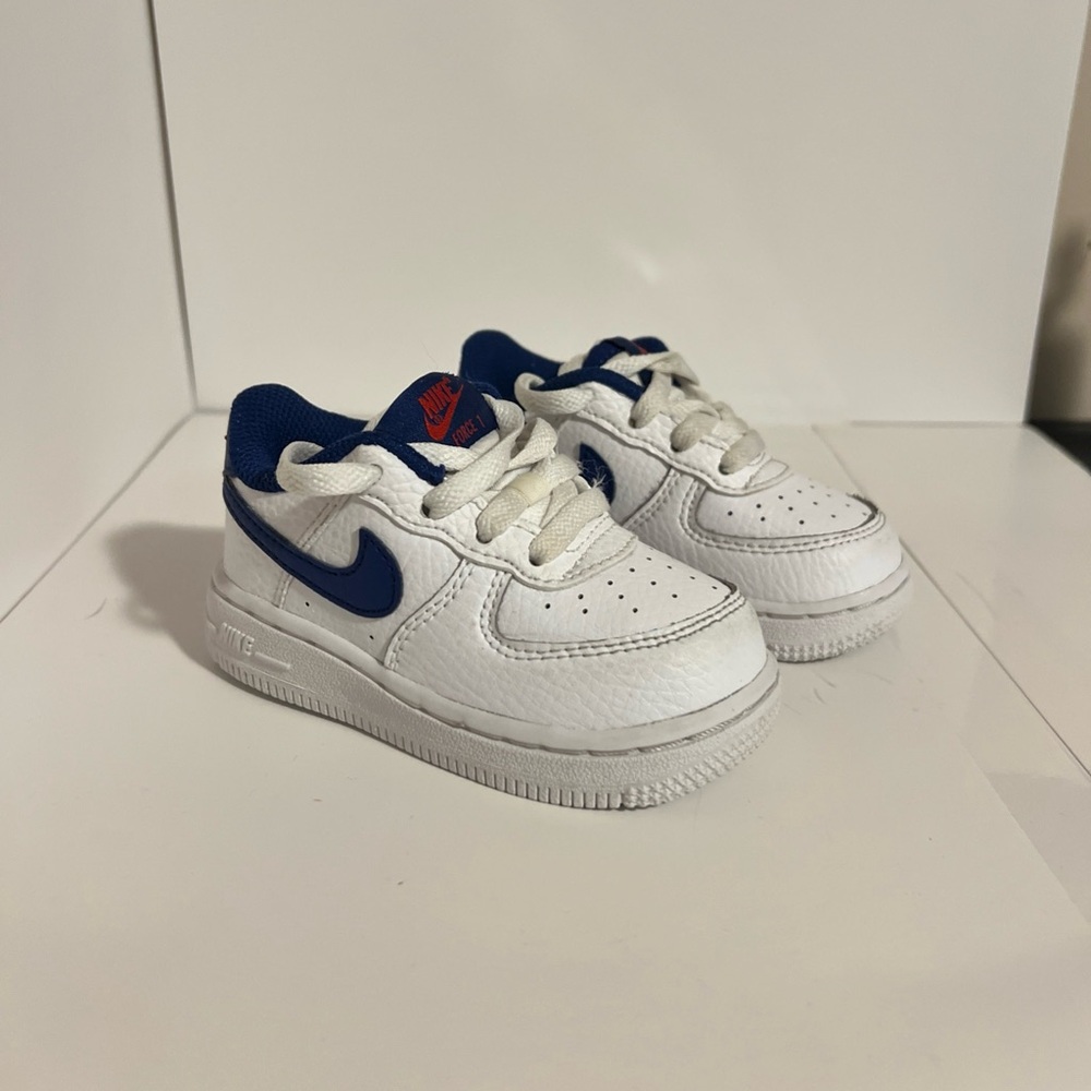 Nike Kids Air Force 1s White and Blue Sneakers 5c